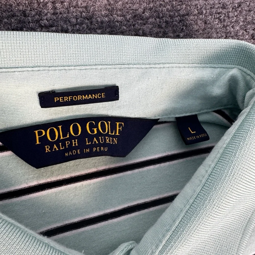 Polo Ralph Lauren Golf Performance Short Sleeve Polo Shirt Mint Green Stripe L